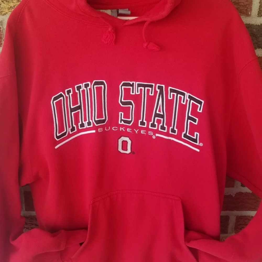 Ohio State Buckeyes NCAA Red Spellout Pullover Hoodie Large College Football